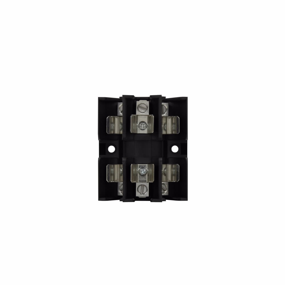 Eaton Bussmann series JP pyramid fuse block, Pyramid fuse block, 30 A, Class J, 200 kA, Screw with pressure plate, 200 kAIC, Thermoplastic, Panel, 600 Vac/dc, For use with LPJ, DFJ, JKS fuse, #14-10 AWG Cu/Al