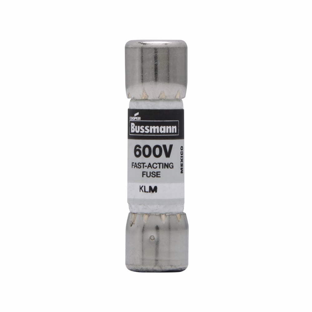 Eaton Bussmann series KLM fuse, LIMITRON Fast-acting fuse, DC Control circuits, DC photovoltaic systems, 0.125 A, Non-indicating, 50 kAIC at 600 Vdc,100 kAIC at 600 Vac, Melamine tube,Nickel-plated bronze endcap, Standard, 600 V, 600 Vdc