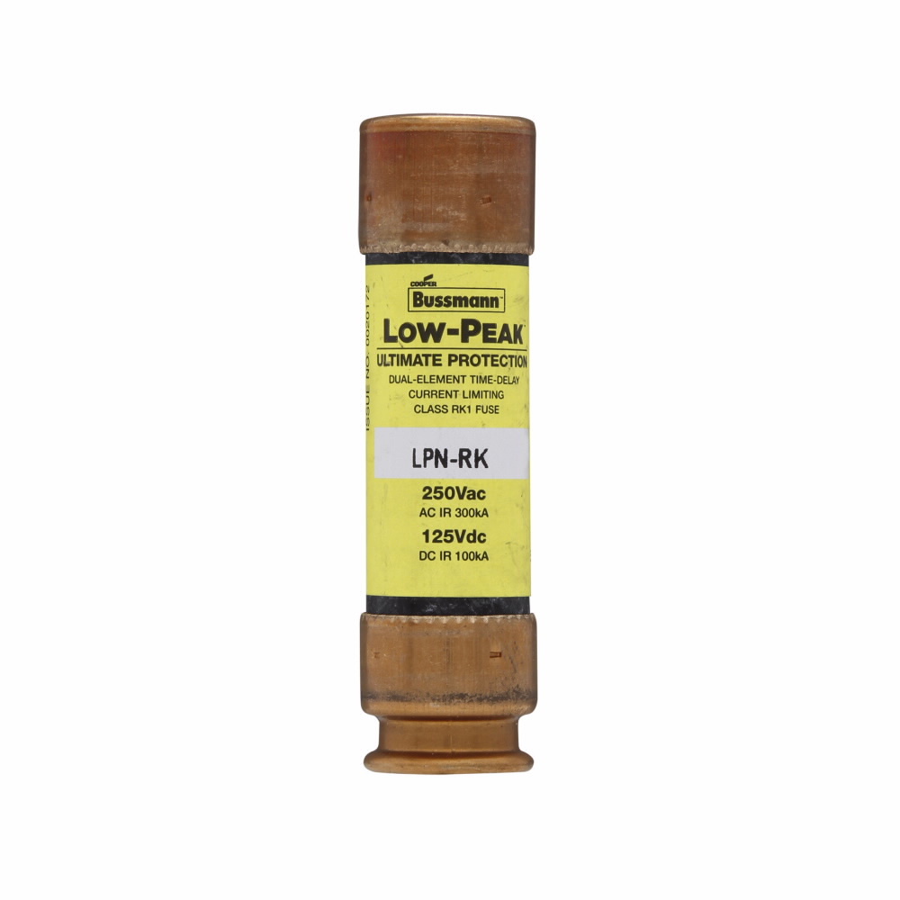 LPN-RK-35SP Low-Peak Current Limiting Time Delay Fuse, 35 A, 250 V AC/DC, 100/300 kA Interrupt, RK1 Class, Cartridge Body