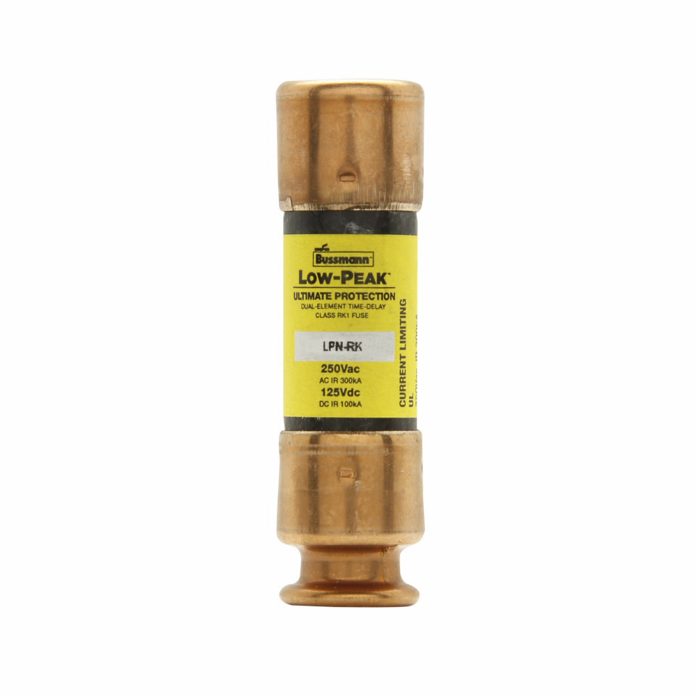 LPN-RK-3SP Low-Peak Current Limiting Time Delay Fuse, 3 A, 250 V AC/125 V DC, 100/300 kA Interrupt, RK1 Class, Cartridge Body