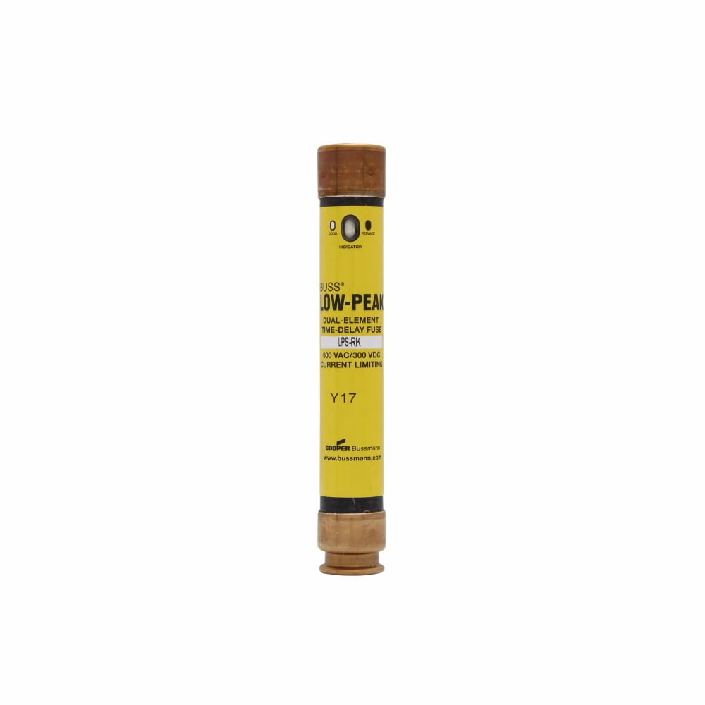 LPS-RK-15SPI Low-Peak Current Limiting Low Voltage Time Delay Fuse, 15 A, 600 V AC/300 V DC, 300/100 kAIC Interrupt, RK1 Class, Cartridge Body