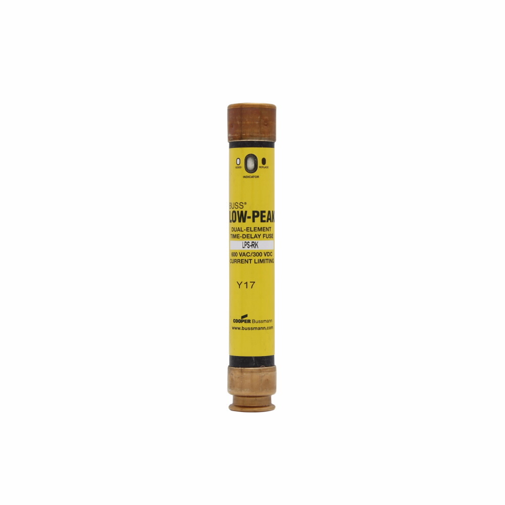 LPS-RK-30SPI Low-Peak Current Limiting Time Delay Fuse, 30 A, 600 V AC/300 V DC, 300/100 kAIC Interrupt, RK1 Class, Cartridge Body