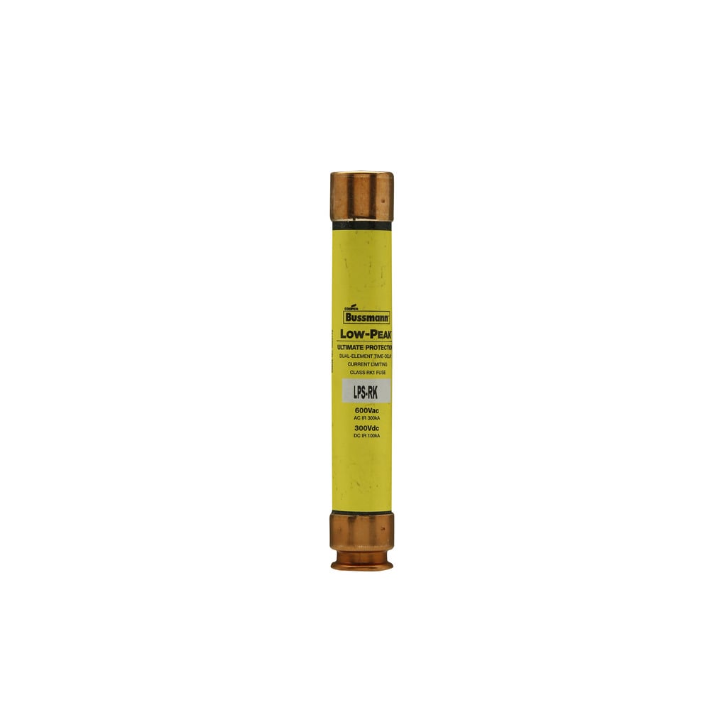 Eaton Bussmann series LPS-RK fuse, Low-peak fuse, 5.6 A, Dual, RK1, Non-indicating, Ferrule end x ferrule end, Time delay,Current-limiting, 10 sec at 500%, 300 kAIC at 600 V,100 kAIC at 300 Vdc, Standard, 10, 600 V, 300 Vdc