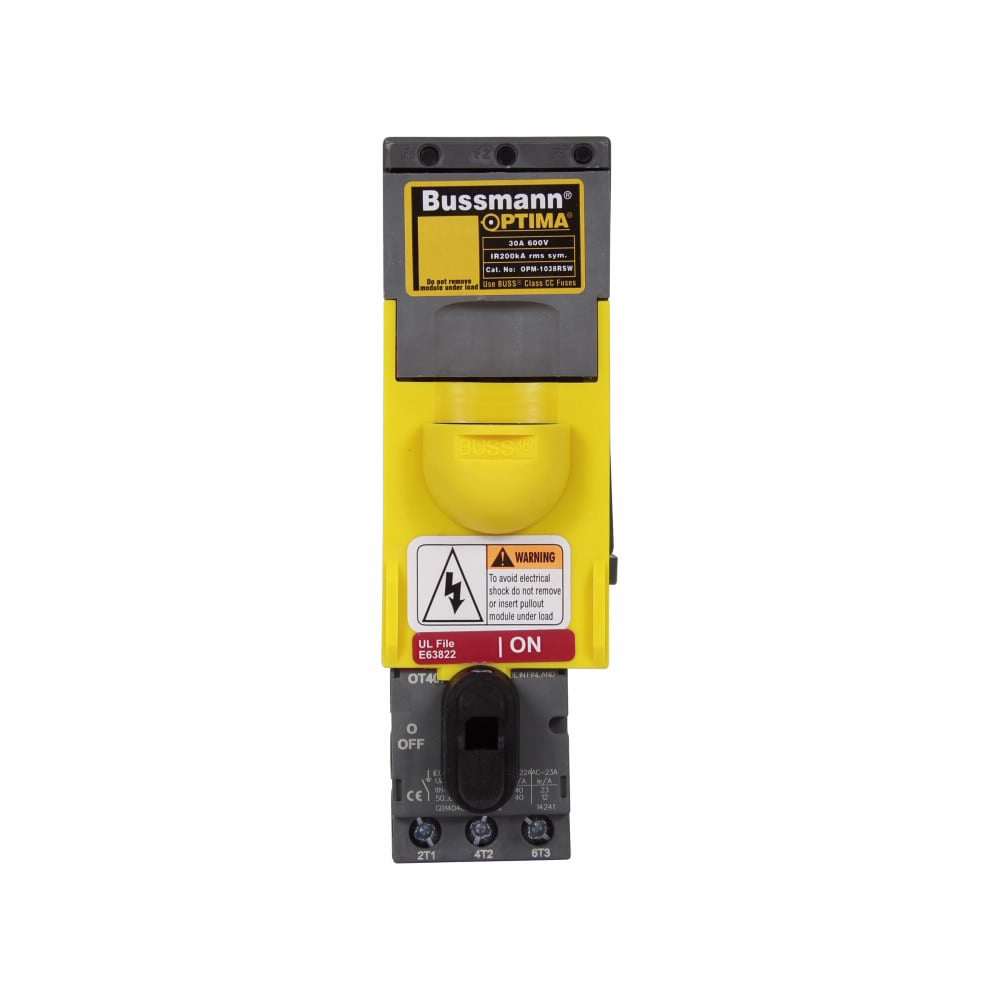 OPM-1038SW Optima Fuse Holder Module With Switch, 600/660 V AC/600 V DC, 30/32 A, 3 Poles, Midget Fuse, 18 to 8/18 to 10 AWG Wire