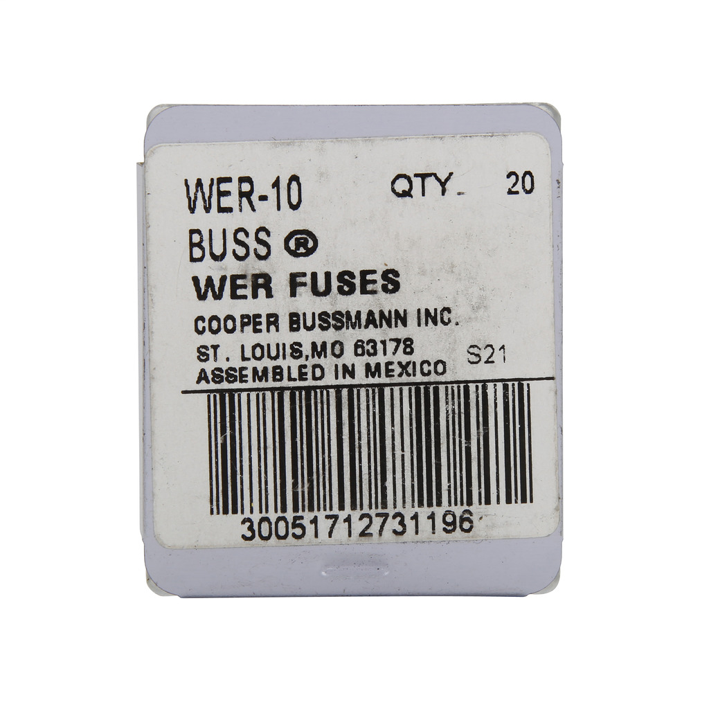Eaton Bussmann series Type WER telecommunication fuse, 32 Vdc, 0.50A, Non Indicating, Non-indicating, Flat