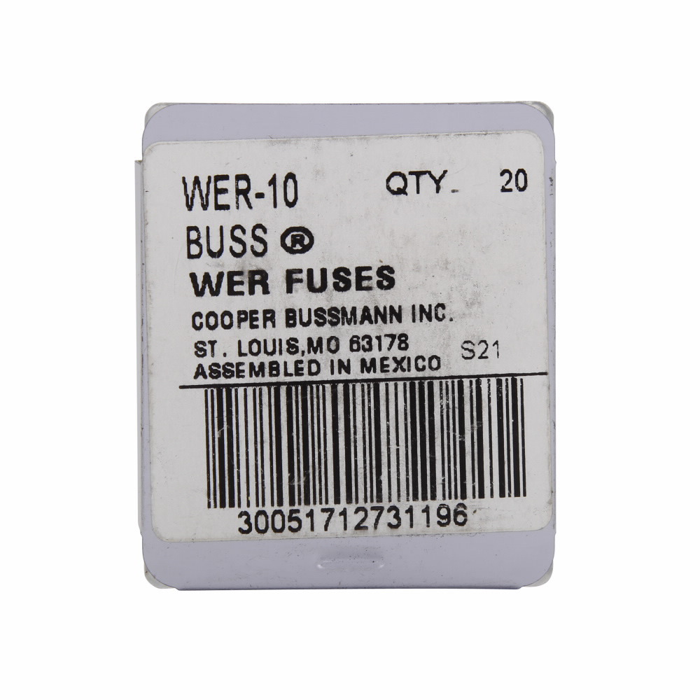 Eaton Bussmann series Type WER telecommunication fuse, 32 Vdc, 3A, Non Indicating, Non-indicating, Flat