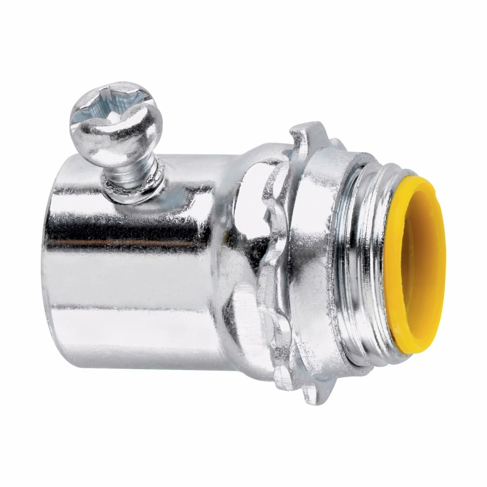 1450 Insulated Setscrew Straight Threaded Connector, 1/2 in Trade, For Use With EMT Conduit, Steel, Zinc Plated