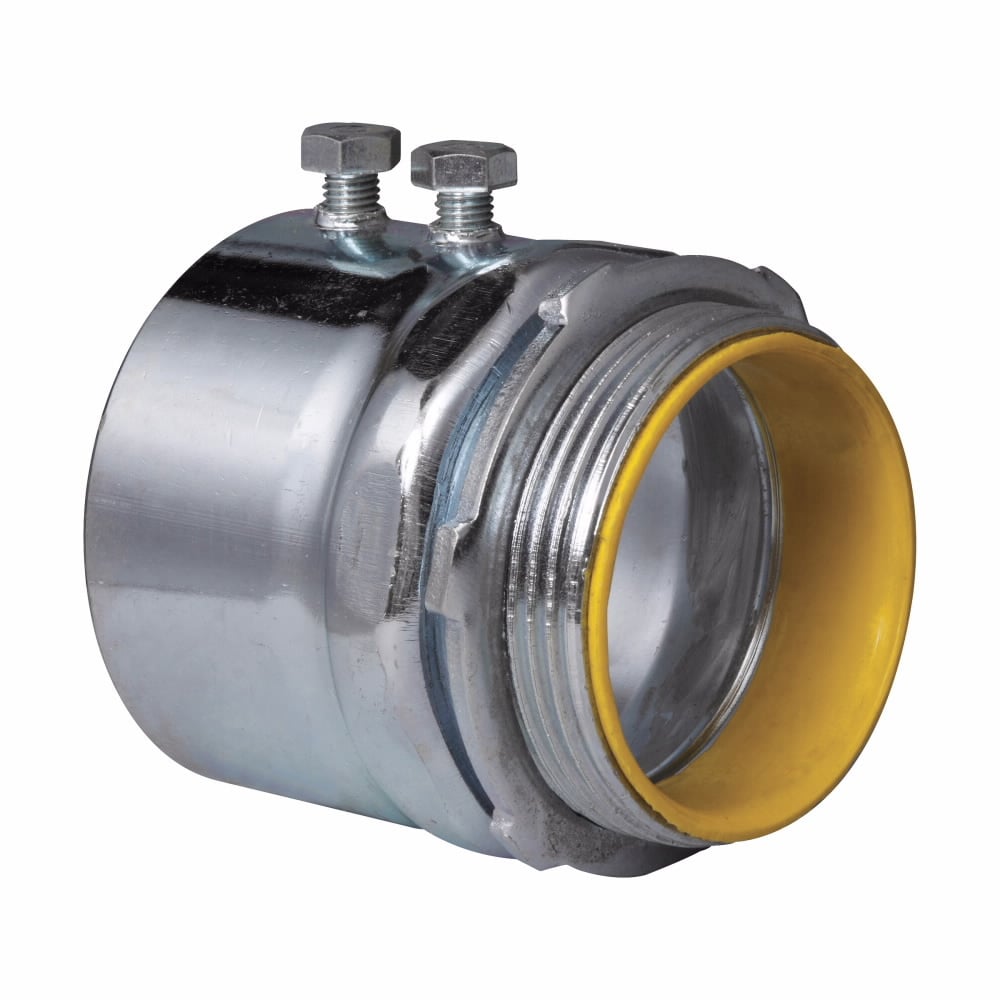 1453 Insulated Setscrew Straight Threaded Connector, 1-1/4 in Trade, For Use With Thin Wall EMT Conduits, Steel, Zinc Plated