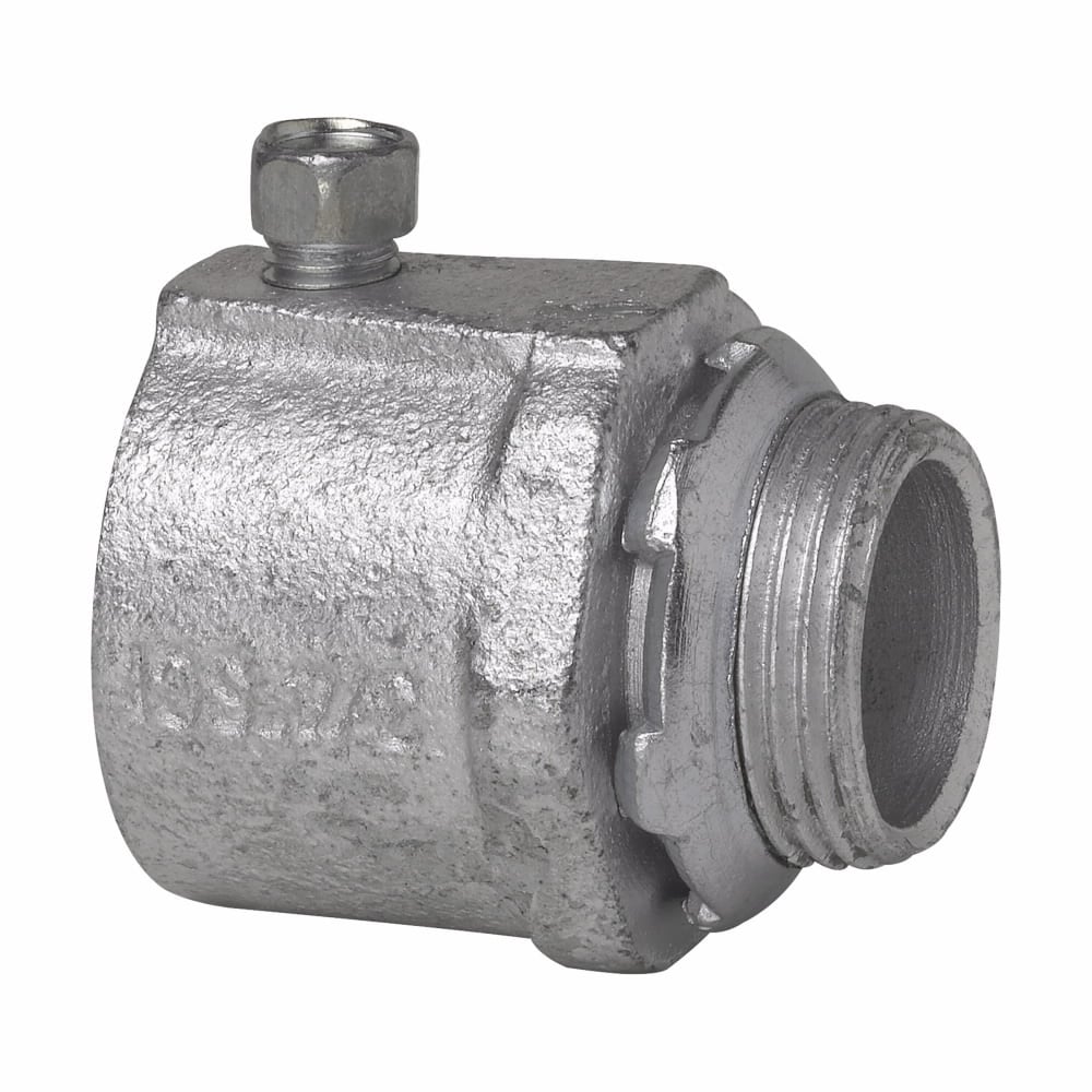 151P Non-Insulated Setscrew Straight Connector, 3/4 in Trade, For Use With Rigid/IMC Conduit, Steel
