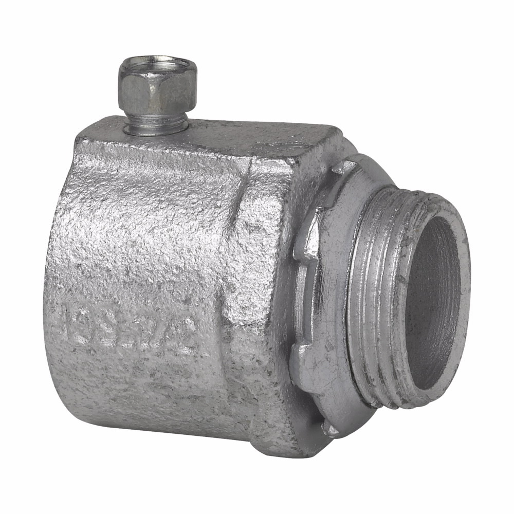 155P Non-Insulated Setscrew Straight Connector, 2 in Trade, For Use With Rigid/IMC Conduit, Malleable Iron