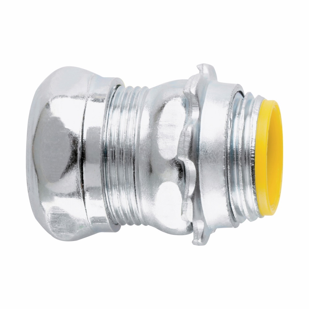 1650 Insulated Straight Compression Connector, 1/2 in Trade, For Use With EMT Conduit, Steel, Zinc Plated