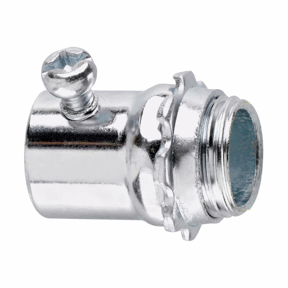 453 Non-Insulated Setscrew Straight Threaded Connector, 1-1/4 in Trade, For Use With EMT Conduit, Steel, Zinc Plated