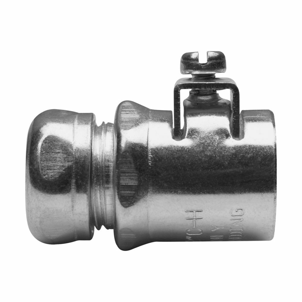 ACC75 Compression EMT to Saddle Clamp AC/MC/FMC Combination Coupling, 3/4 in, For Use With AC/MC Cable, FMC/EMT Conduit, Steel, Electro-Plated Zinc