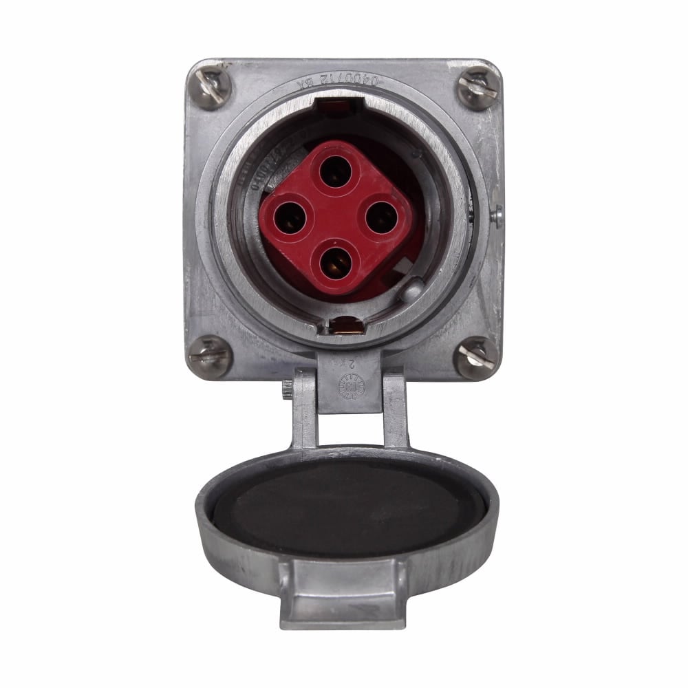 AR352 Arktite Grounding Style 2 Heavy Duty Spring Door Watertight Pin and Sleeve Receptacle Housing, 600 VAC/250 VDC, 30 A, 5 Poles, 4 Wires, Copper-Free Aluminum
