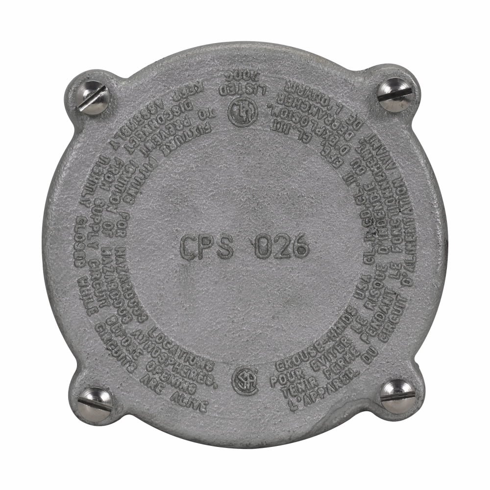 CPS026 Condulet Form 20 Blank Cover, Feraloy Iron Alloy, Aluminum Acrylic Painted/Electro-Galvanized