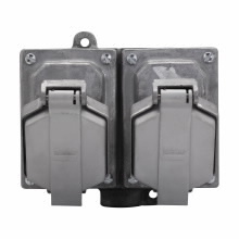 CPS152202 Arktite 2-Gang Angle Delayed Action Dead End Factory Sealed Receptacle Assembly, 125 to 250 VAC/18 VDC, 20 A