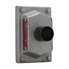 Eaton Crouse-Hinds series DSD front operated pushbutton cover and device sub-assembly, 10A, Black, Feraloy iron alloy, 1 circuit universal, 1 button, Lockout provision on front operated pushbutton cover, factory sealed, 600 Vac