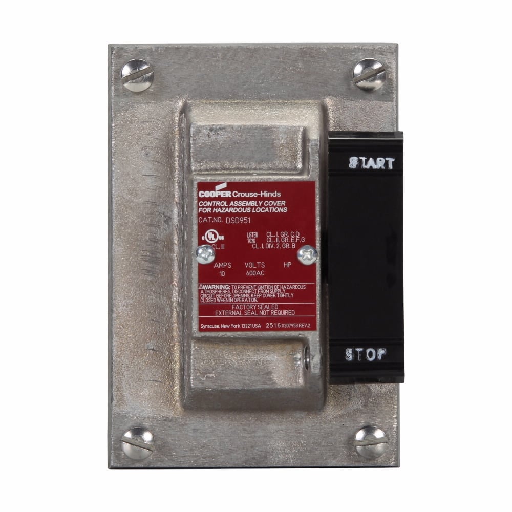 DSD951 Factory Sealed Heavy Duty Pushbutton Cover and Sub-Assembly Device, 600 VAC, 10 A, 1NO-1NC Contact, 3/7B/7C/7D/9E/9F/9G NEMA Rating