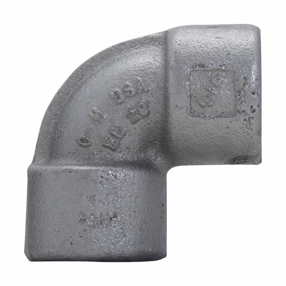 EL29 EL Series Female Conduit Elbow, 3/4 in Trade, 90 deg, Ductile Iron/Feraloy Iron Alloy, Aluminum Acrylic Painted/Electro-Galvanized