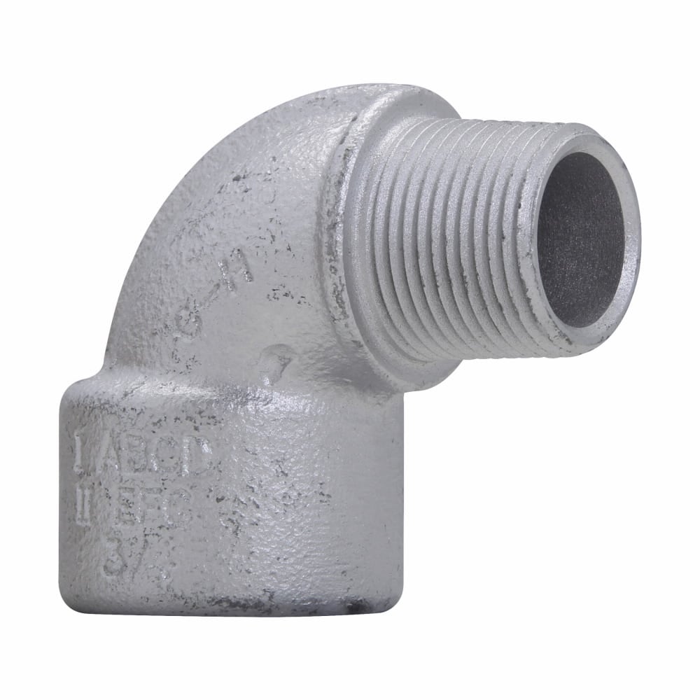EL396 EL Series Female x Male Conduit Elbow, 1 in Trade, 90 deg, Ductile Iron/Feraloy Iron Alloy, Aluminum Acrylic Painted/Electro-Galvanized