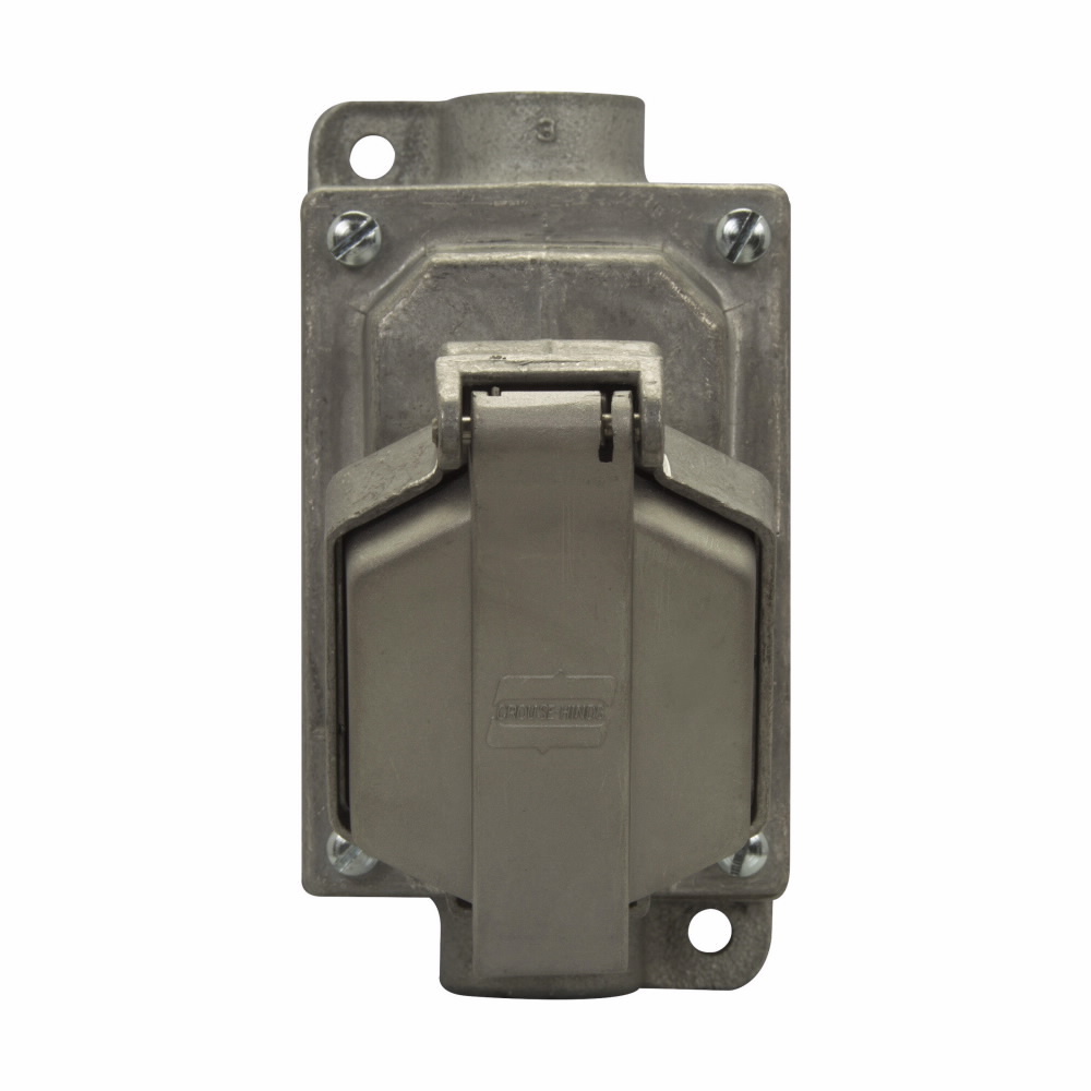 ENRC21201 Ark-Gard ENR Value 1-Gang Dead Front Through-Feed Interlocked Circuit Breaking Receptacle Assembly, 125 VAC, 20 A, 2 Poles, 3 Wires
