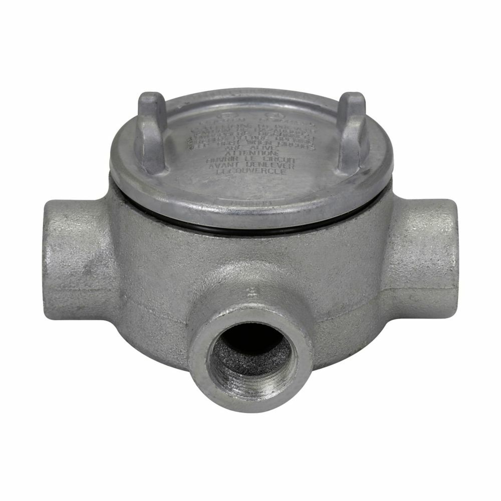 GUAT26SA Condulet Type T Conduit Outlet Box With Cover, 3/4 in, 3 in Cover Opening, 13.5 cu-in Capacity, Natural