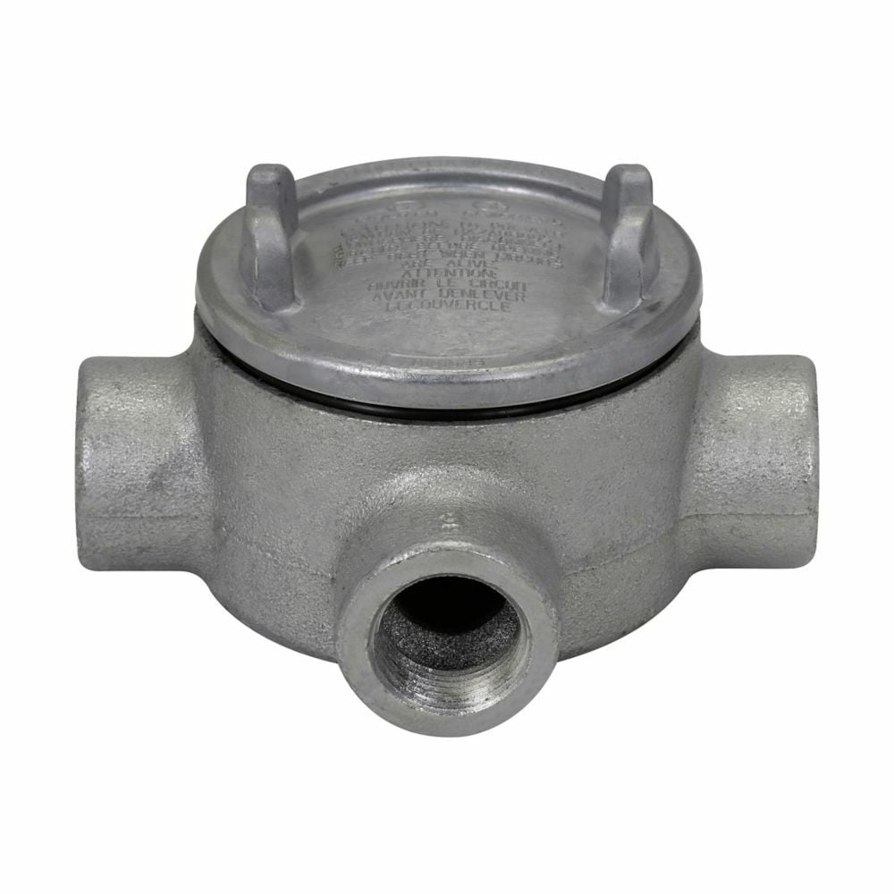 GUAT59SA Condulet Type T Conduit Outlet Box With Cover, 1-1/2 in, 5 in Cover Opening, 77.8 cu-in Capacity, Natural