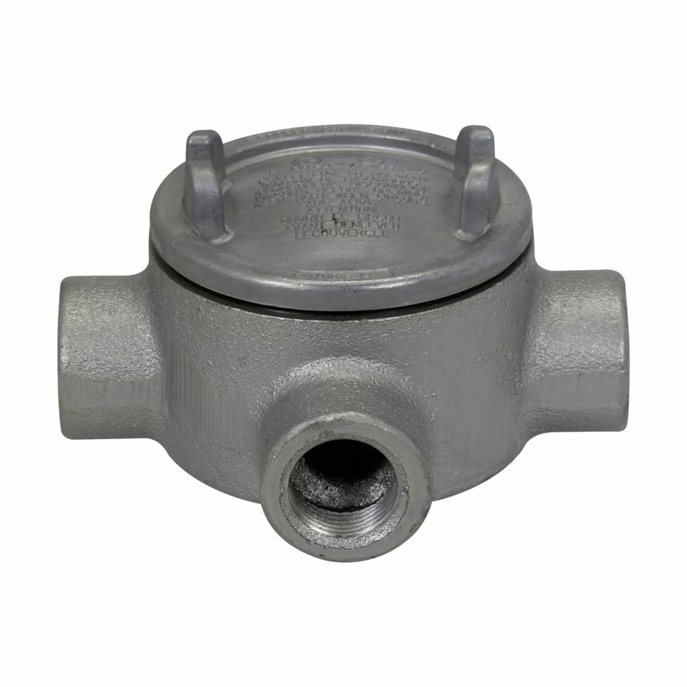 GUAW26SA Condulet Shape W Conduit Outlet Box With Cover, 3/4 in, 3 in Cover Opening, 13.5 cu-in Capacity, Natural