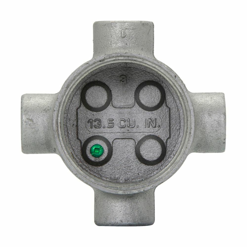 GUAX260 Condulet Dust-Ignitionproof Explosionproof Raintight Conduit Outlet Body, 3/4 in, 3 in Cover Opening, Aluminum Acrylic Painted/Electro-Galvanized