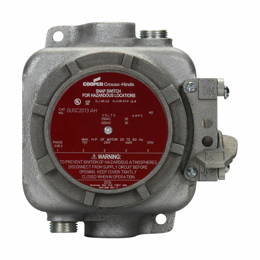 GUSC2013 AH Feed Through Snap Switch, 30 A at 250 V AC, 20 A at 600 V AC, 3 Poles
