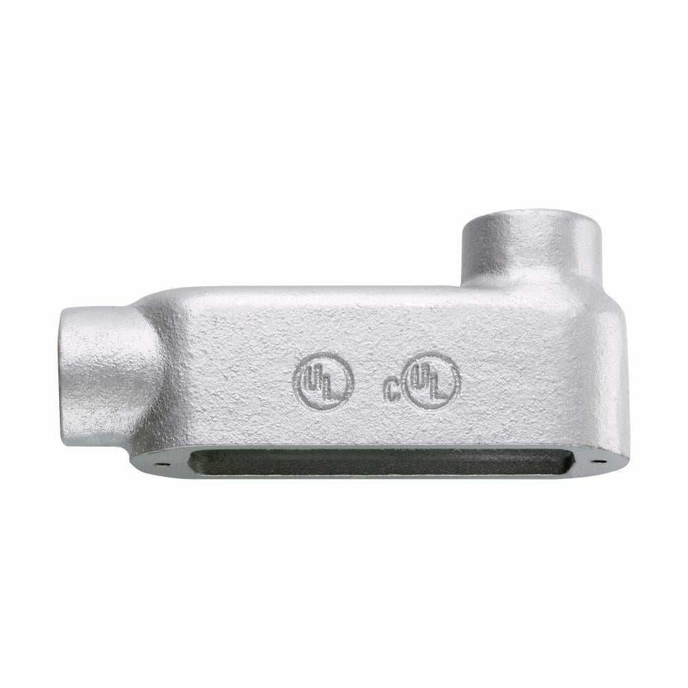 LB200M Condulet Type LB Conduit Outlet Body, 2 in Hub, 5 Form, 73 cu-in Capacity, Malleable Iron, Aluminum Acrylic Painted/Electro-Galvanized