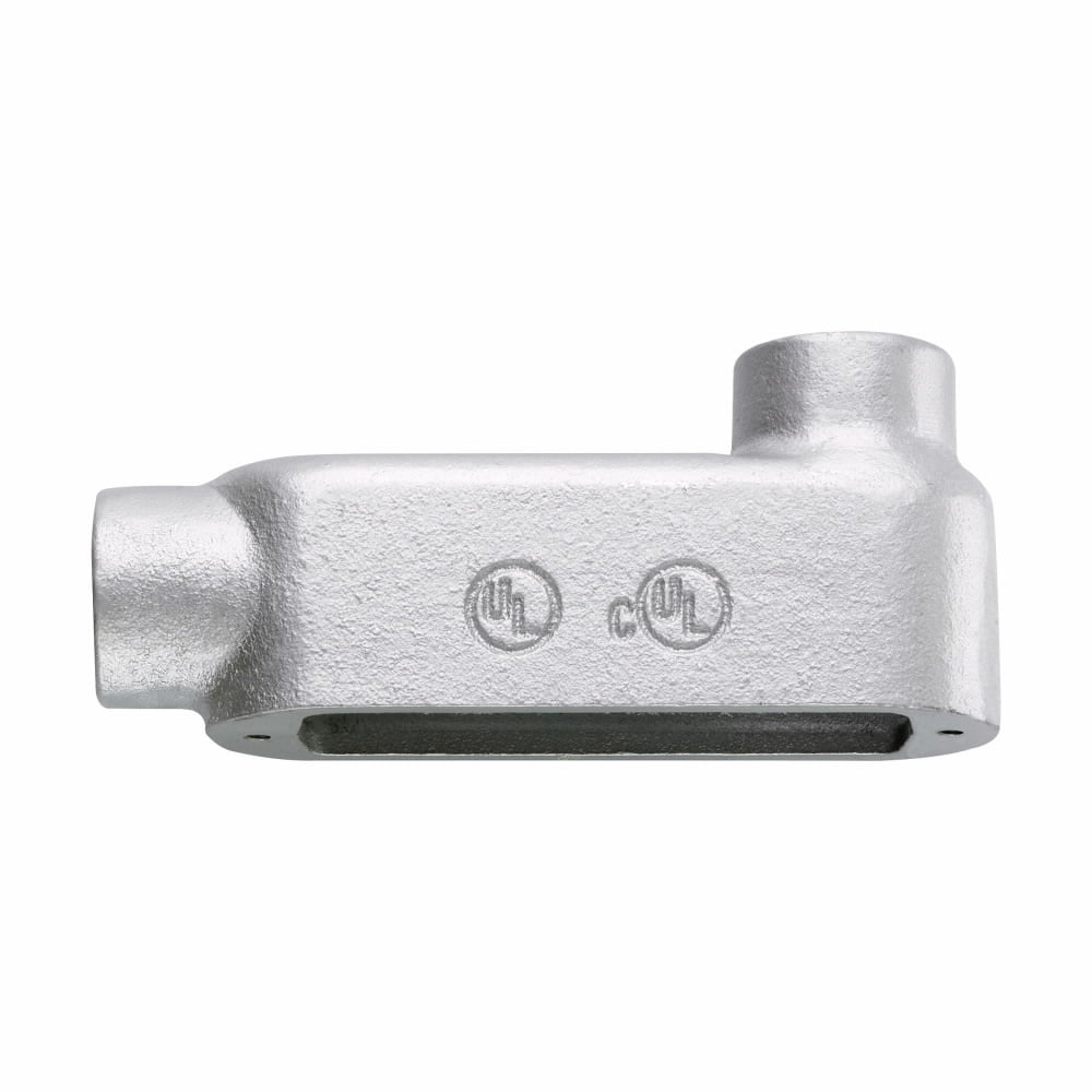 LB400M Condulet Type LB Conduit Outlet Body, 4 in Hub, 5 Form, 324 cu-in Capacity, Malleable Iron, Aluminum Acrylic Painted/Electro-Galvanized