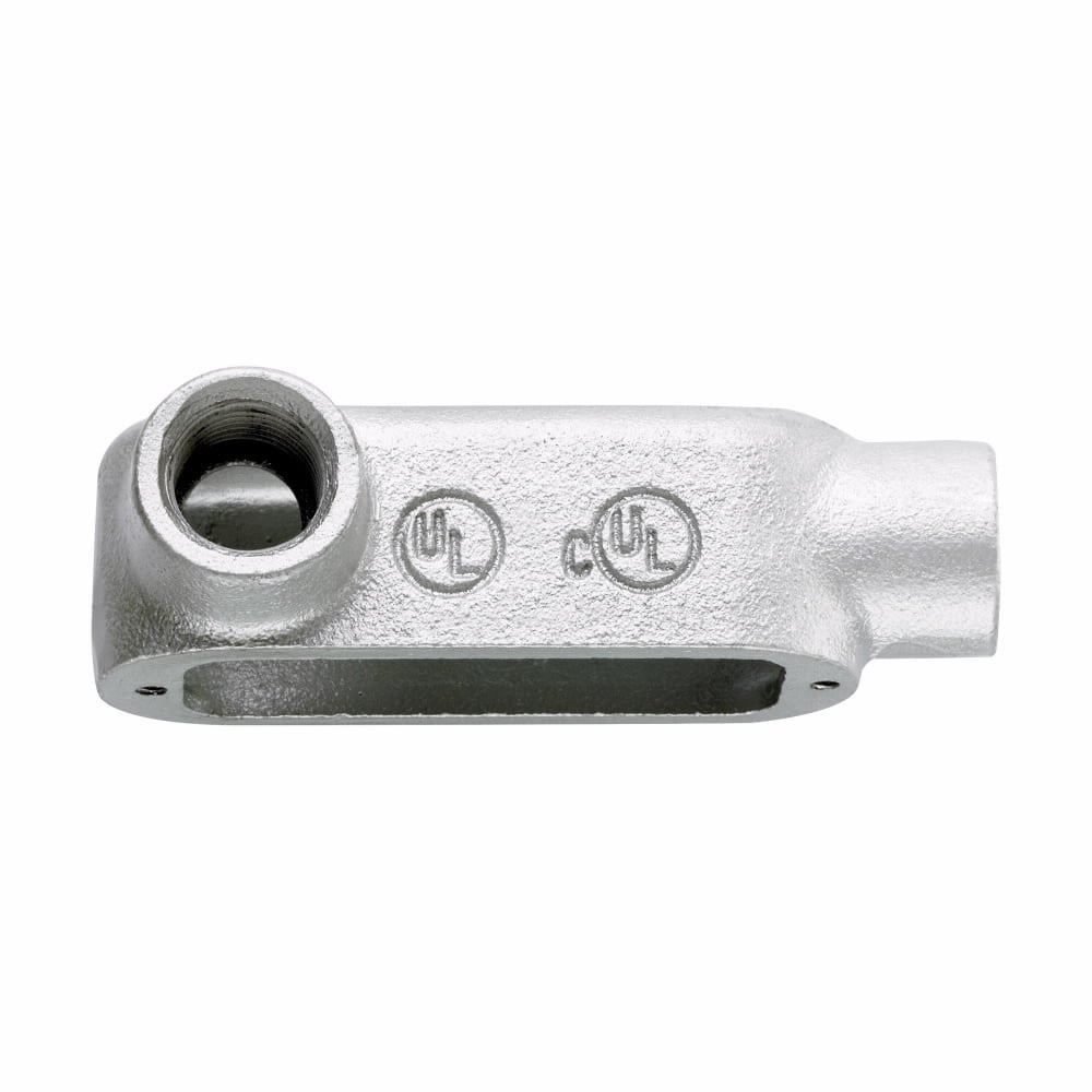 LL50M Condulet Type LL Conduit Outlet Body, 1/2 in Hub, 5 Form, 4.5 cu-in Capacity, Malleable Iron, Aluminum Acrylic Painted/Electro-Galvanized