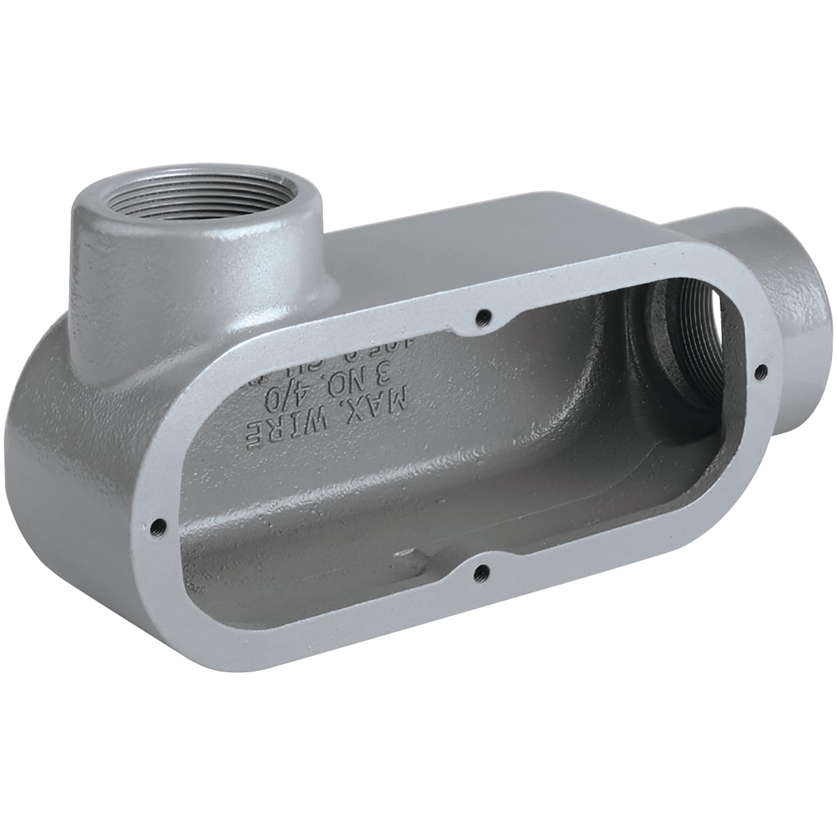 LL58 Condulet Type LL Conduit Outlet Body, 1-1/2 in Hub, 8 Form, Feraloy Iron Alloy, Aluminum Acrylic Painted/Electro-Galvanized