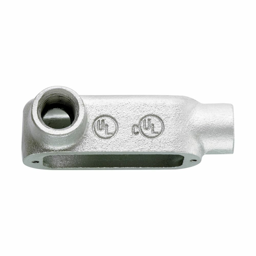 LL75M Condulet Type LL Conduit Outlet Body, 3/4 in Hub, 5 Form, 7.5 cu-in Capacity, Malleable Iron, Aluminum Acrylic Painted/Electro-Galvanized