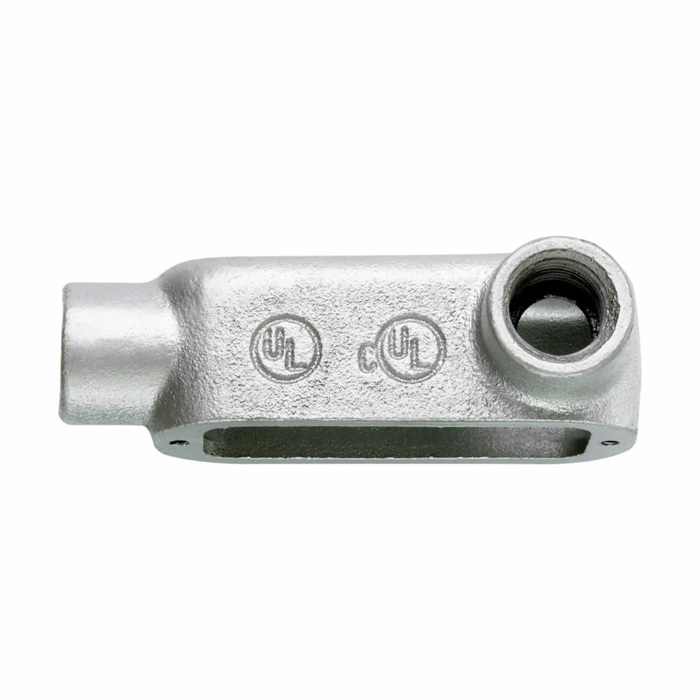 LR250M Condulet Type LR Conduit Outlet Body, 2-1/2 in Hub, 5 Form, 142 cu-in Capacity, Malleable Iron, Hot Dipped Galvanized