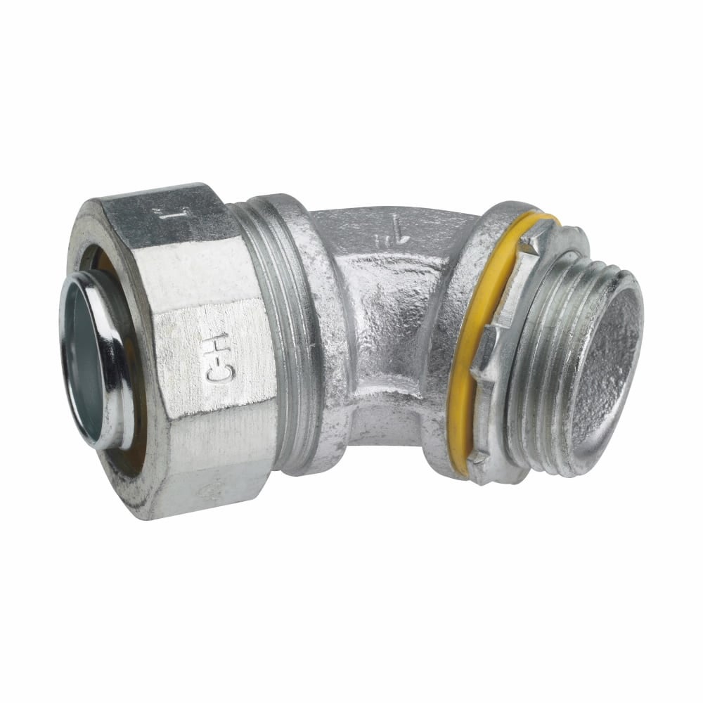 LT3845 Liquidator LT Series Non-Insulated Liquidtight Conduit Connector, 3/8 in Trade, 45 deg, Malleable Iron, Electro-Plated Zinc