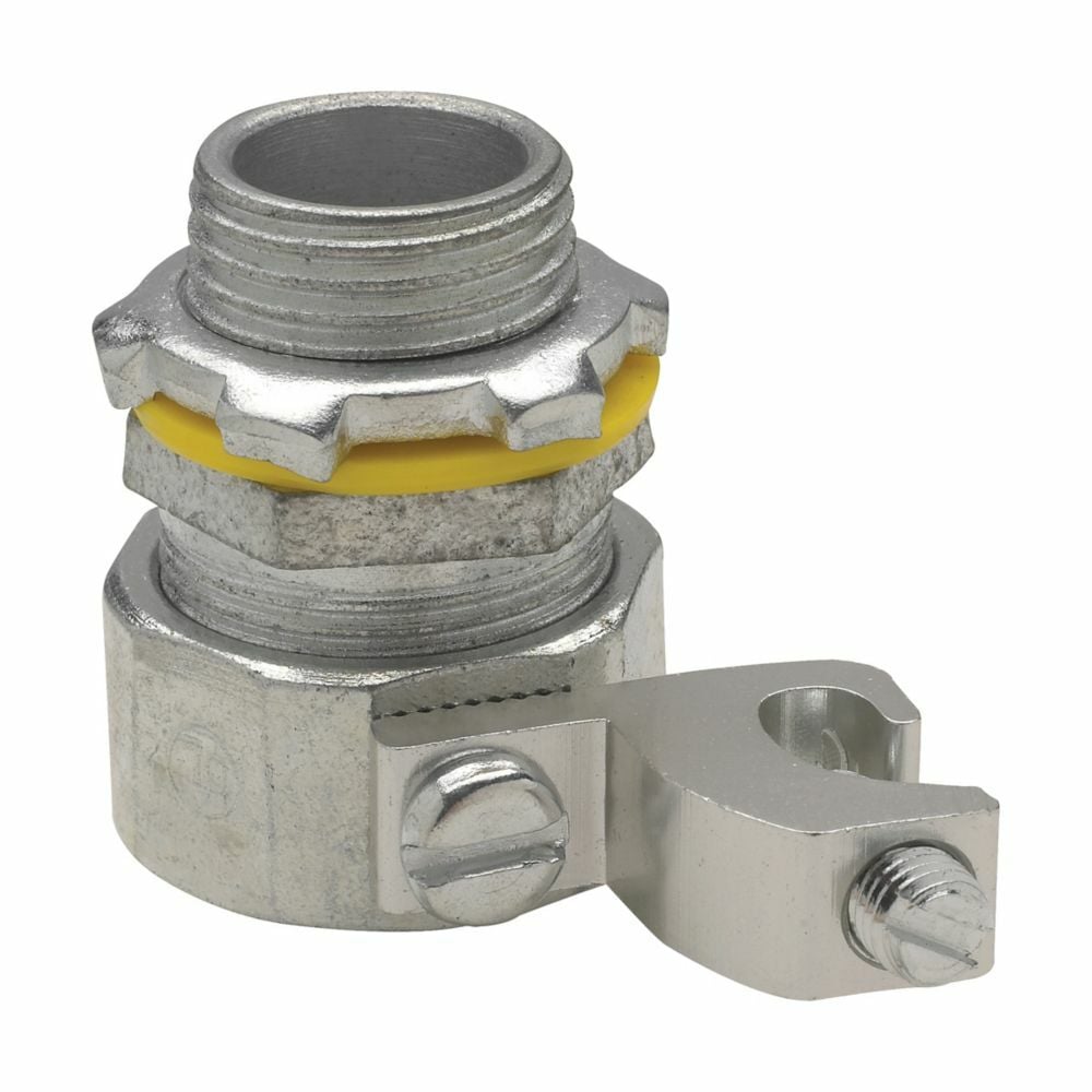 LTB300GC Liquidator Insulated Liquid Tight Straight Threaded Conduit Connector With 8 to 1/0 AWG Copper Grounding Lug, 3 in Trade, Malleable Iron, Electro-Plated Zinc
