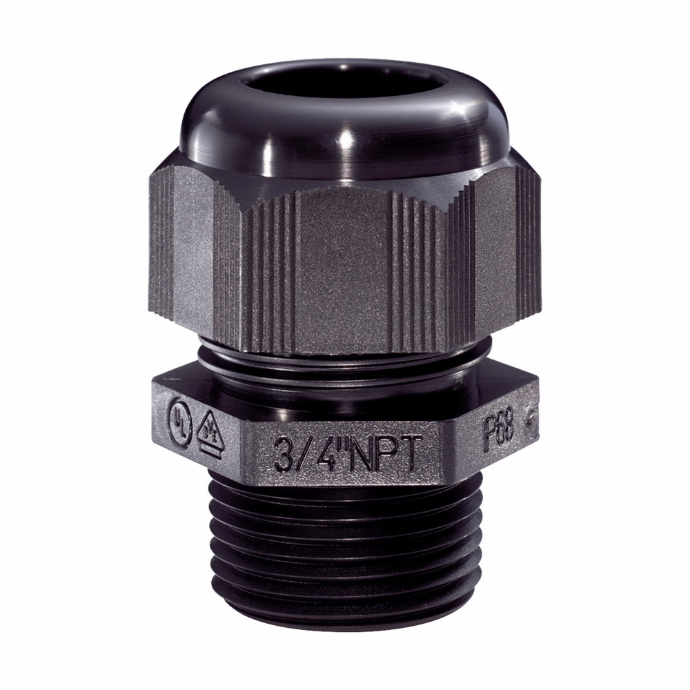 NCG75 75 Non-Metallic Cord Grip Connector, 3/4 in Trade, 0.35 to 0.71 in Cable Openings, Polyamide 6