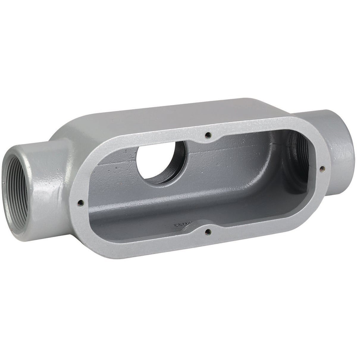 TB58 Condulet Type TB Conduit Outlet Body, 1-1/2 in Hub, 8 Form, Feraloy Iron Alloy, Aluminum Acrylic Painted/Electro-Galvanized