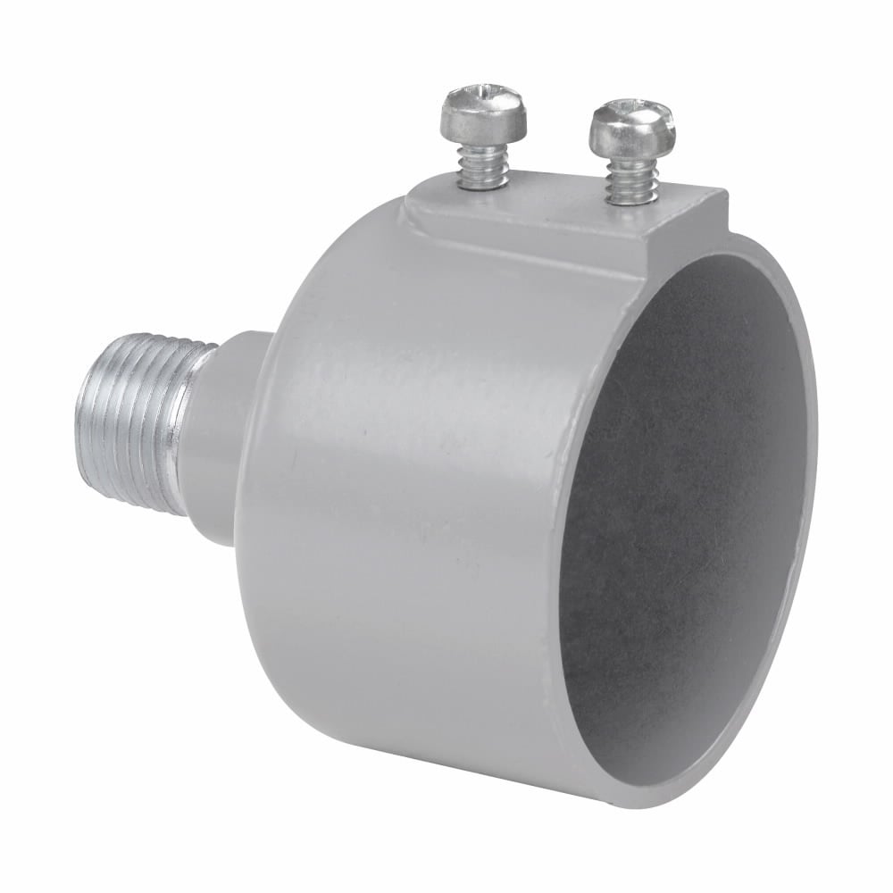 TP7188 Weatherproof Pole Fitter, 2-1/2 in OD, 1/2 in MNPT, Die Cast Aluminum, Gray