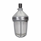 Eaton Crouse-Hinds series Vaporgard VDA light fixture, Medium base, Clear heat and impact resistant glass globe, With cast copper-free alum guard, Incandescent, Copper-free aluminum, A-23 max. lamp size, Pendant mount, 1/2", 120 Vac, 200W