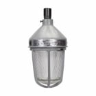 Eaton Crouse-Hinds series Vaporgard VDA light fixture, Medium base, Clear heat and impact resistant glass globe, With cast copper-free alum guard, Incandescent, Copper-free alum, PS-25/PS-30 max. lamp size, Pendant mt, 1/2", 120 Vac, 300W