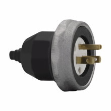 WP832 1-Gang Polarized Weatherproof Plug, 125 VAC, 20 A, 3 Poles, 2 Wires, Black/Yellow