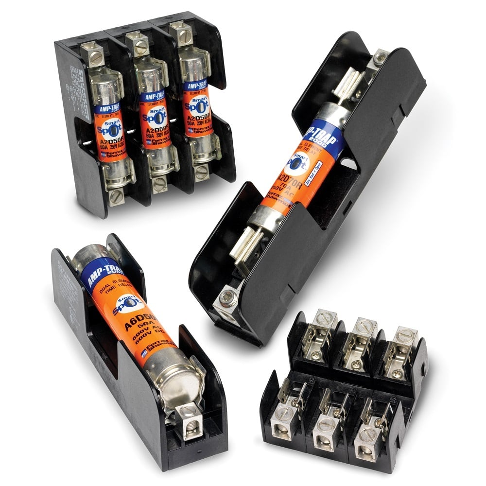 20327 Open Style Fuse Block, 250 V AC/DC, 30 A, Class H, 14 to 10 AWG Wire, 2 Poles