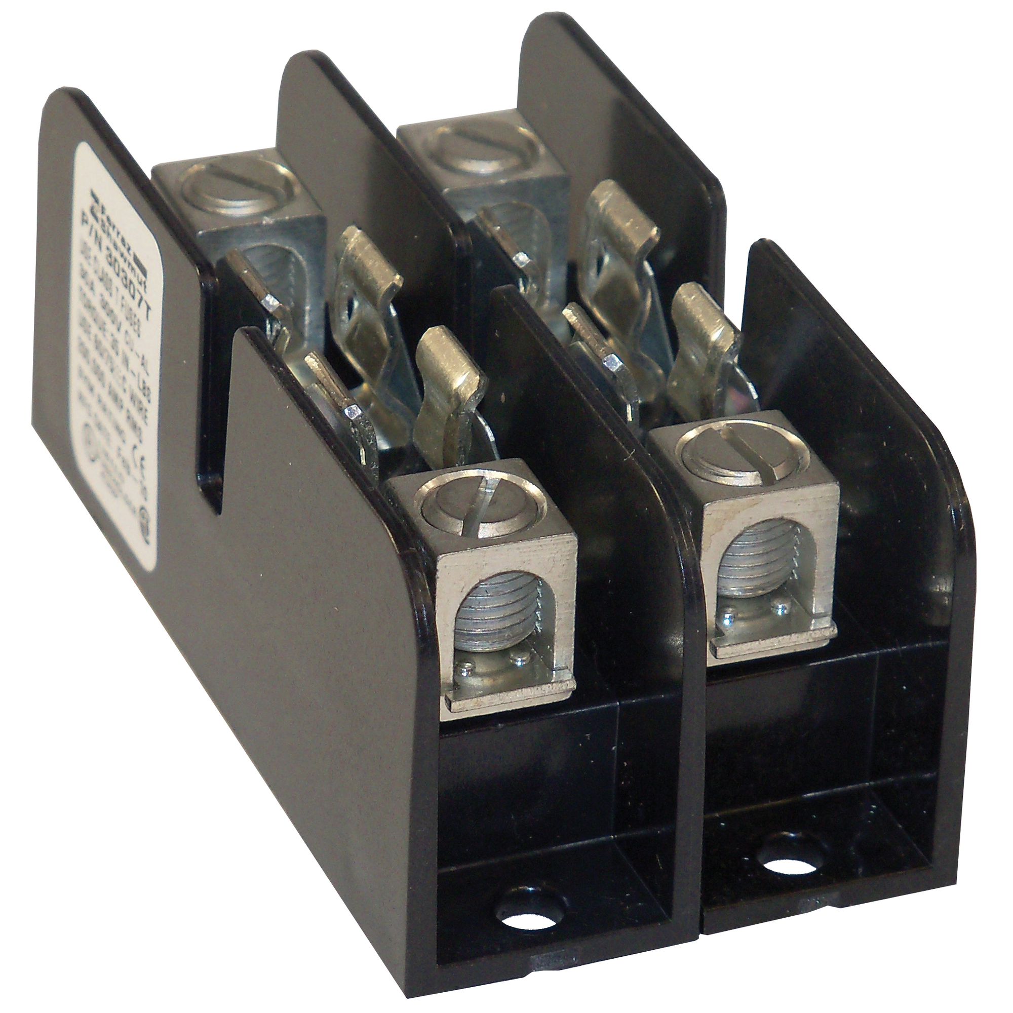 30307T Open Style Fuse Block, 300 V AC/DC, 30 A, Class T, 14 to 2 AWG Wire, 2 Poles