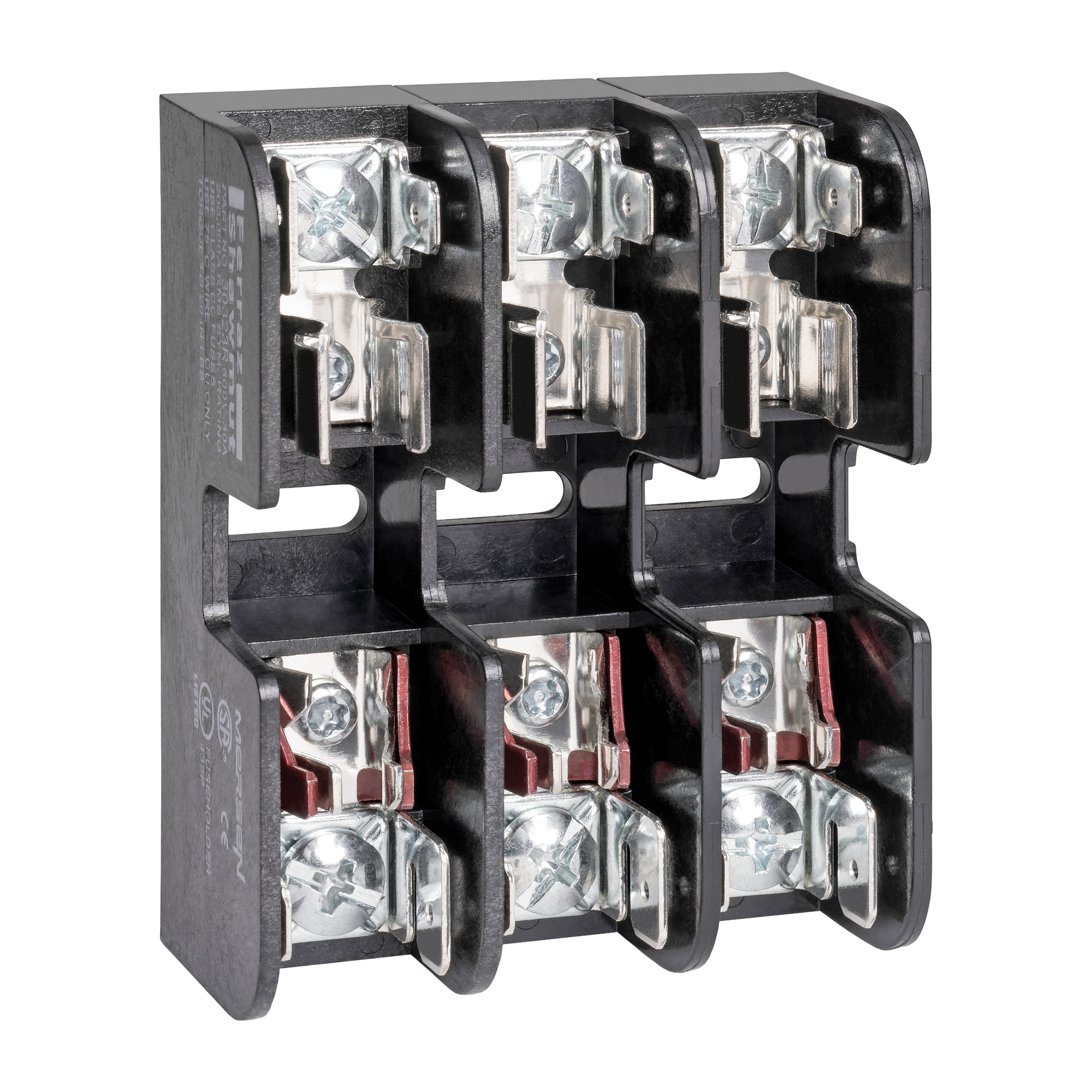 30323R Open Style Fuse Block, 600 V AC/DC, 30 A, 14 to 10 AWG Wire, 3 Poles