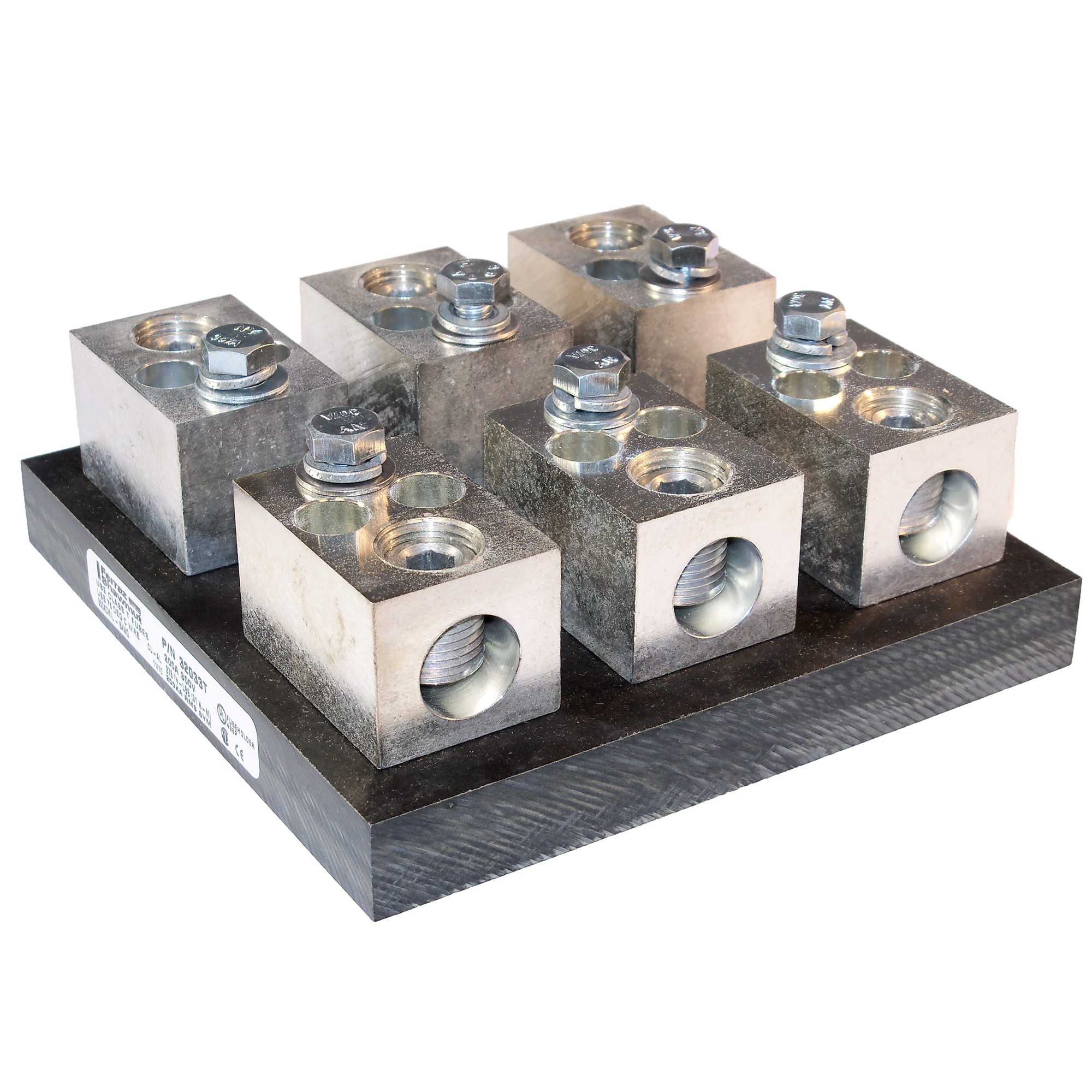 32033T Open Style Fuse Block, 300 V AC/160 V DC, 200 A, Class: T, 6 AWG to 350 kcmil Wire, 3 Poles