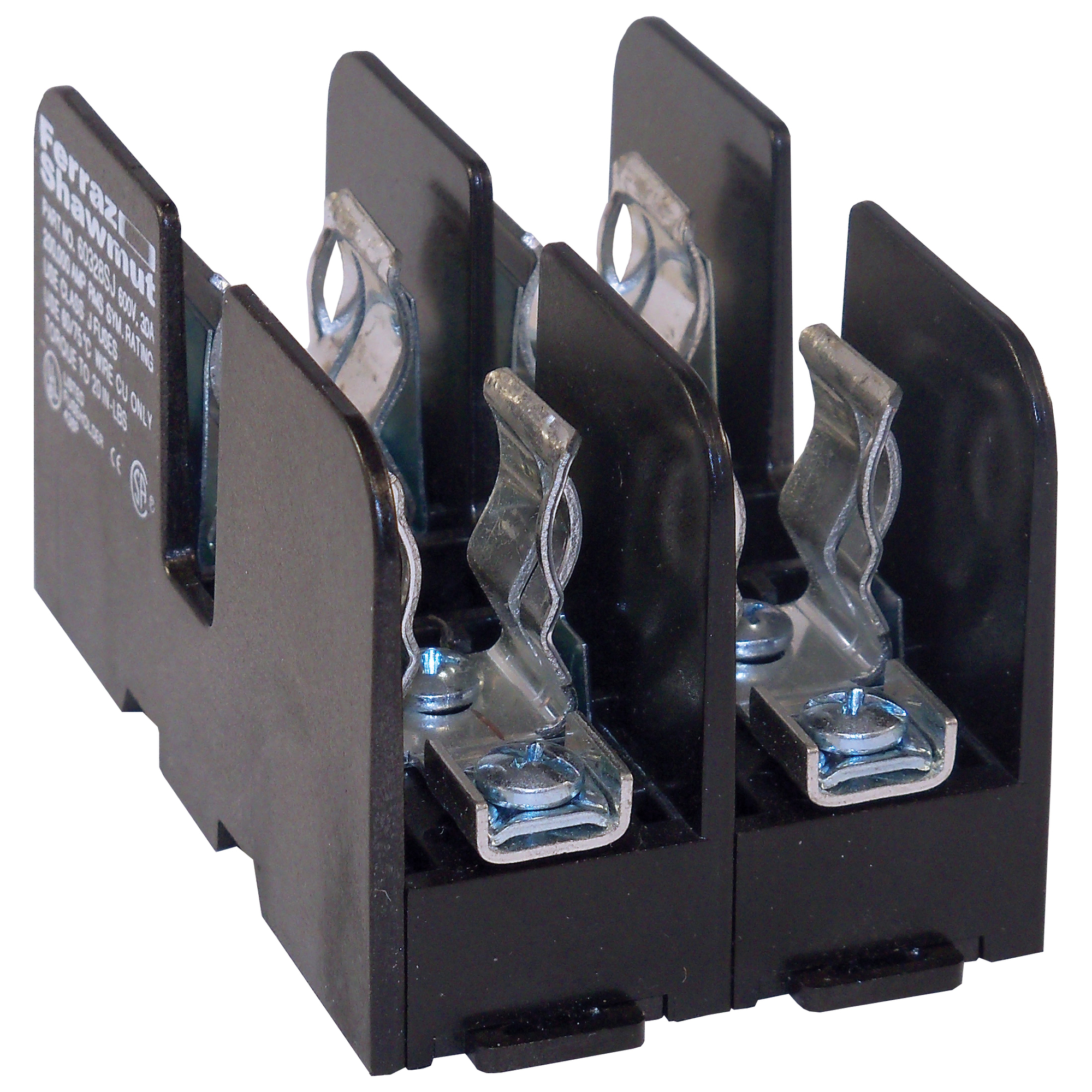 60327SJ 6SJ Open Style Fuse Block, 600 VAC/VDC, 30 A, Class: J, 14 to 4 AWG Wire, 2 Poles