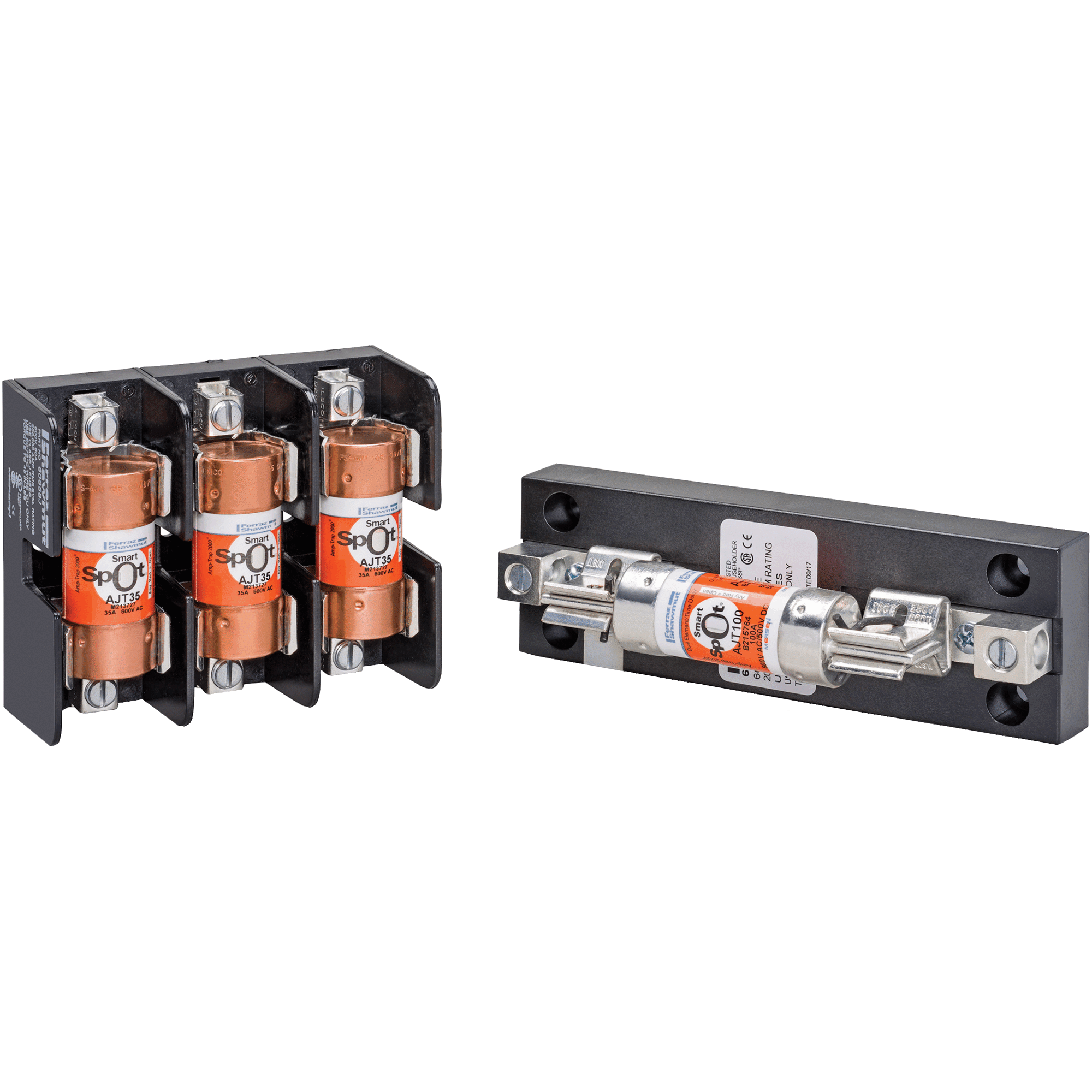 60601J Open Style Fuse Block, 600 V AC/DC, 60 A, Class J, 14 to 2 AWG Wire, 1 Pole